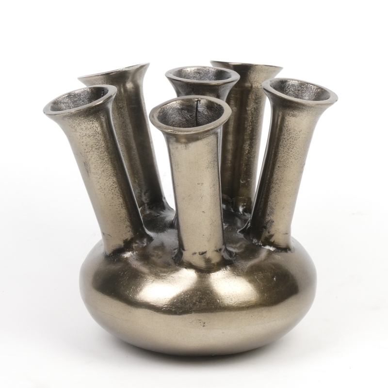 Vaso con beccuccio in alluminio nichel antico 20 cm