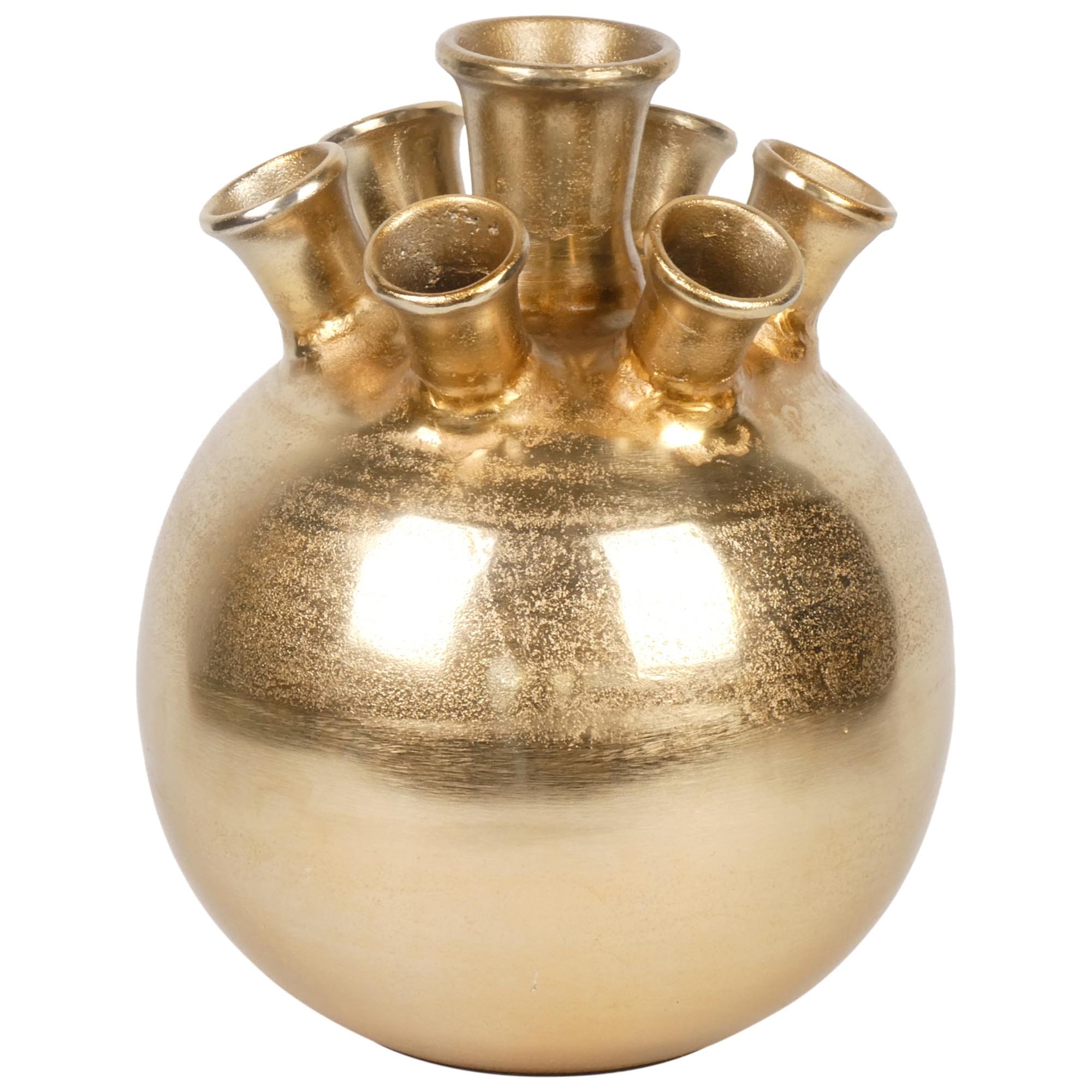 Vaso a sfera in alluminio dorato 28 cm