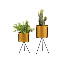Plantenpot Set Pedestal – okergeel