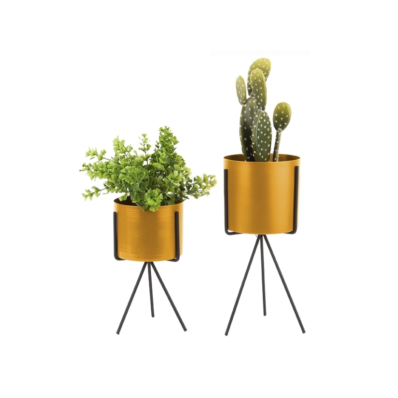 Plantenpot Set Pedestal – okergeel