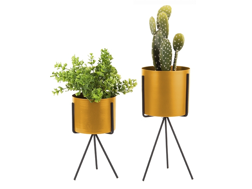 Plantenpot Set Pedestal – okergeel
