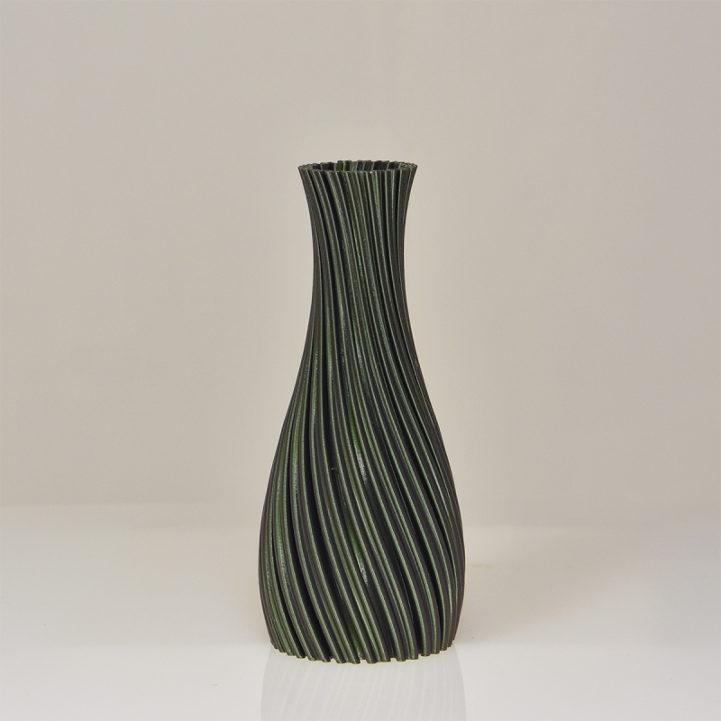 Kalmia 3D vaas 20x9cm Groen Metallic