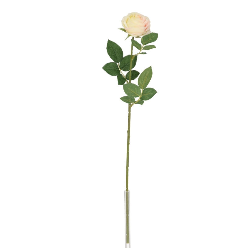 Ramo di Rosa Bella Artificiale 50cm Crema-Rosa