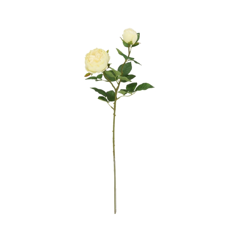Rosa Inglese Artificiale 69cm Crema-Verde