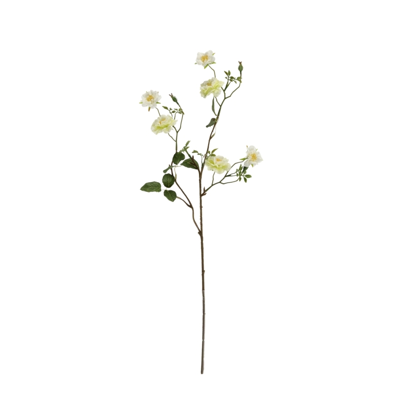 Ramo di Rosa Selvatica Artificiale 71cm Crema