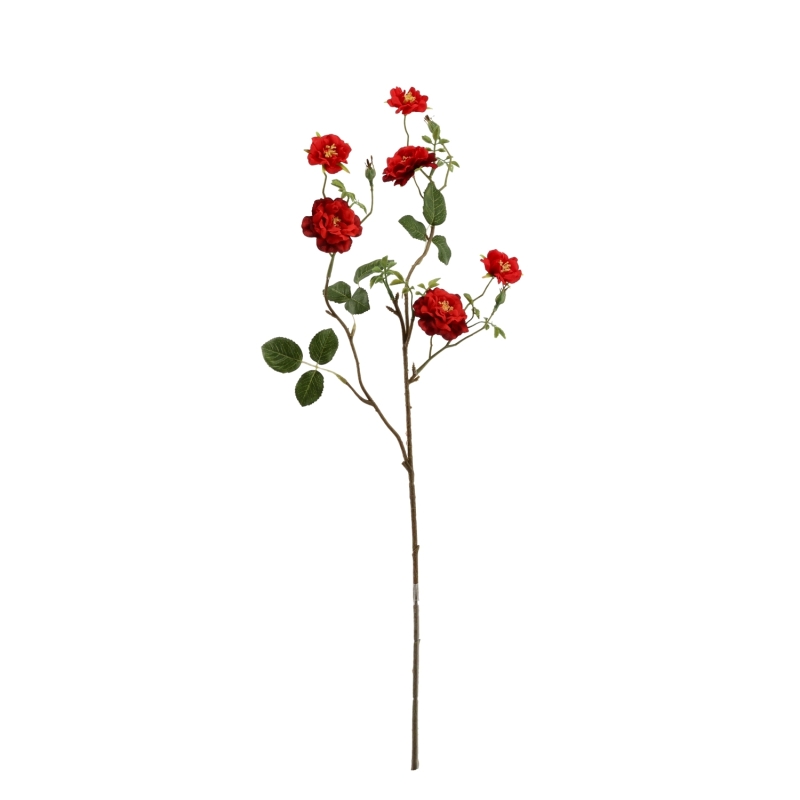 Ramo di Rosa Selvatica Artificiale 71cm Rossa
