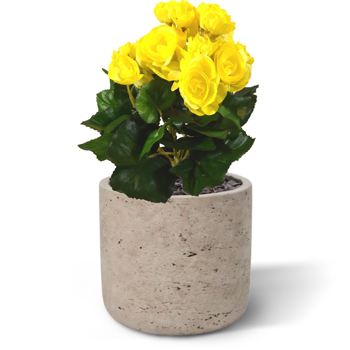 Bouquet artificiale di begonie 20 cm giallo