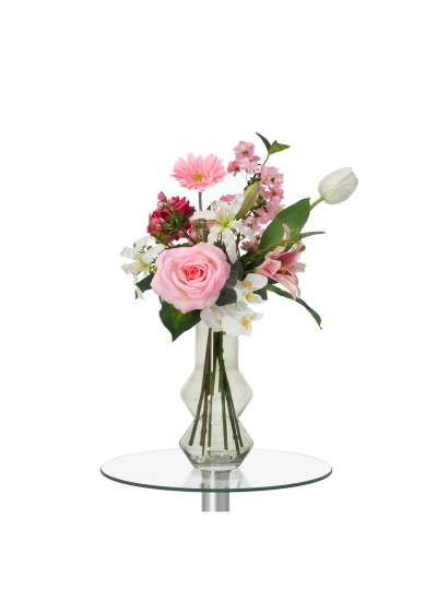 Bouquet Artificiale Legato a Mano Sophie Malaga Rosa/Bianco