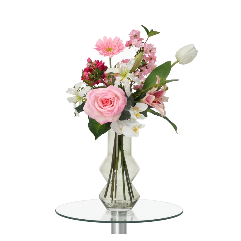Bouquet Artificiale Legato a Mano Sophie Malaga Rosa/Bianco