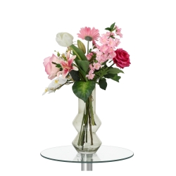 Bouquet Artificiale Legato a Mano Sophie Malaga Rosa/Bianco
