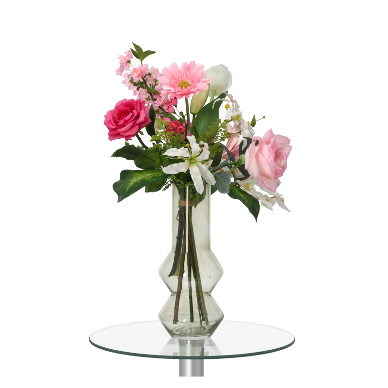 Bouquet Artificiale Legato a Mano Sophie Malaga Rosa/Bianco