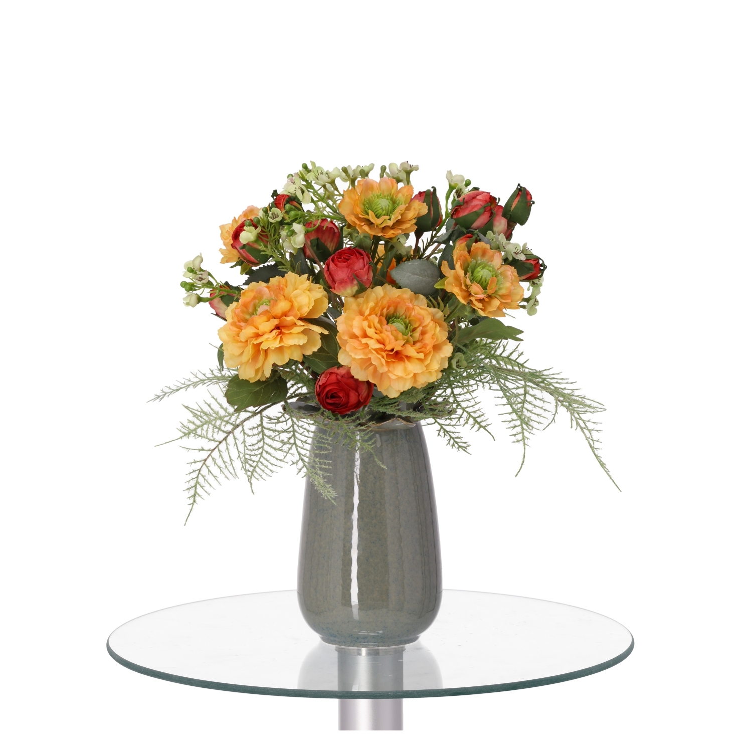 Mazzo di Fiori Artificiali Legato a Mano Frieda Bern 35cm Arancione-Rosso