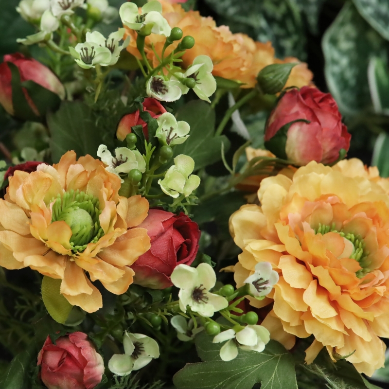 Mazzo di Fiori Artificiali Legato a Mano Frieda Bern 35cm Arancione-Rosso