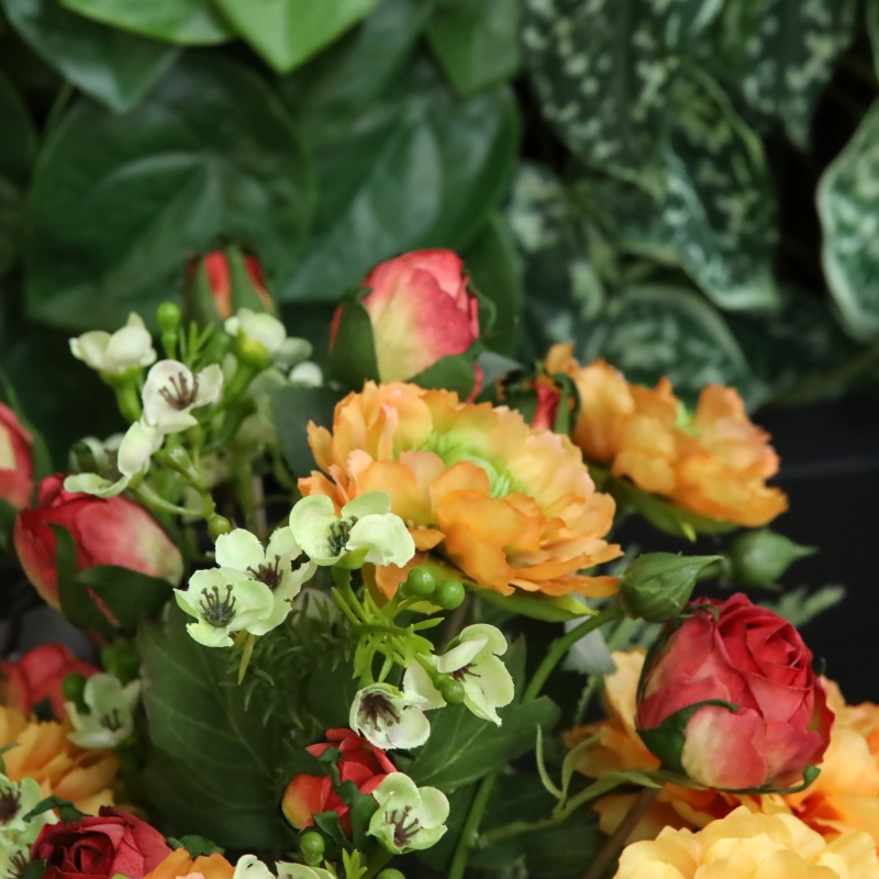 Mazzo di Fiori Artificiali Legato a Mano Frieda Bern 35cm Arancione-Rosso
