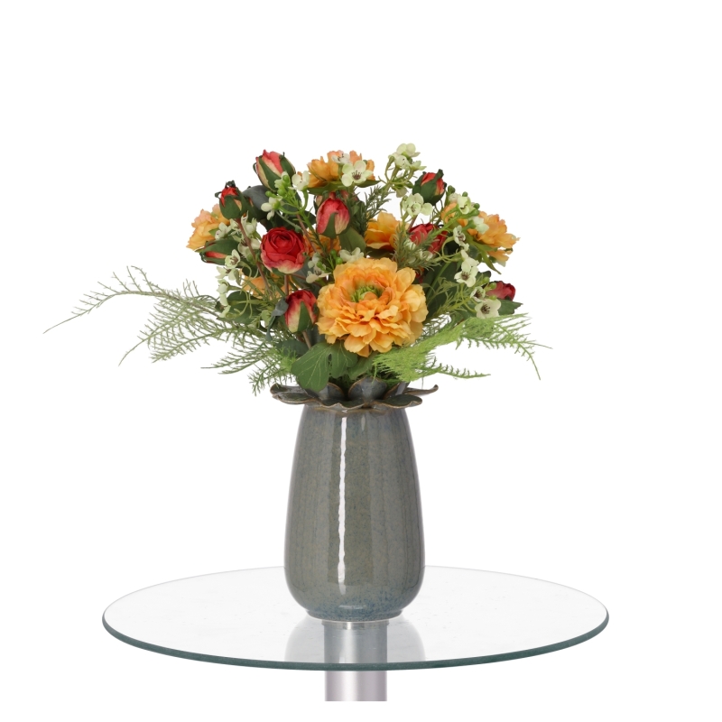 Mazzo di Fiori Artificiali Legato a Mano Frieda Bern 35cm Arancione-Rosso