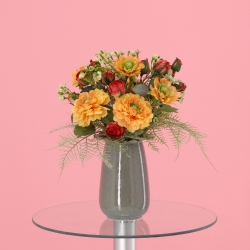 Mazzo di Fiori Artificiali Legato a Mano Frieda Bern 35cm Arancione-Rosso