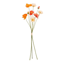 Mazzo di papaveri artificiali arancione mix 60 cm