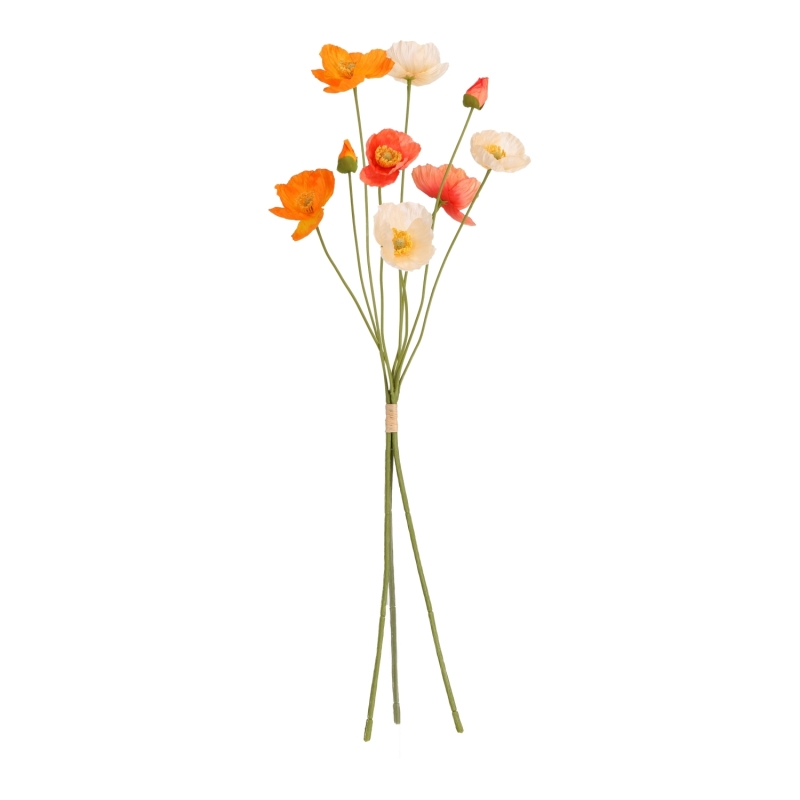 Mazzo di papaveri artificiali arancione mix 60 cm