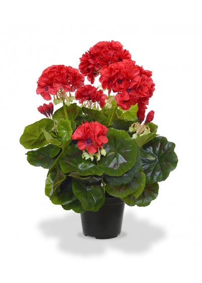 Geranio artificiale in vaso 40cm - rosso