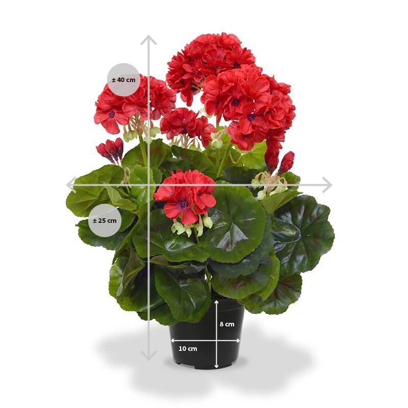 Geranio artificiale in vaso 40cm - rosso