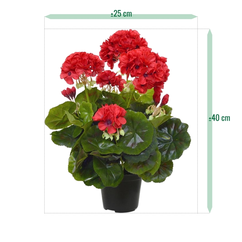 Geranio artificiale in vaso 40cm - rosso