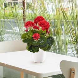 Geranio artificiale in vaso 40cm - rosso