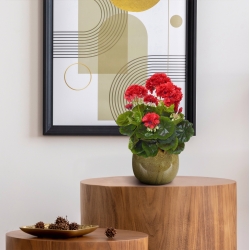 Geranio artificiale in vaso 40cm - rosso