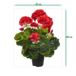Geranio artificiale in vaso 40cm - rosso