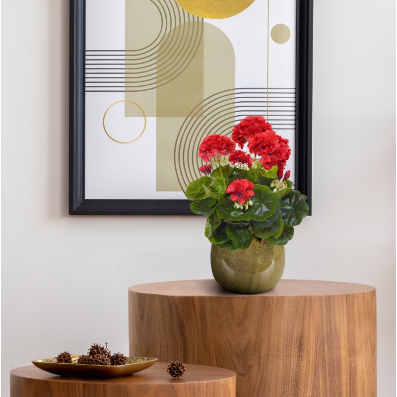Geranio artificiale in vaso 40cm - rosso