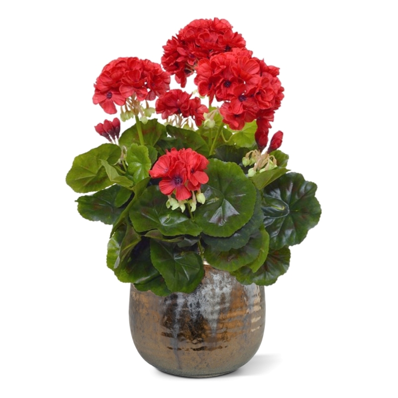 Geranio artificiale in vaso 40cm - rosso
