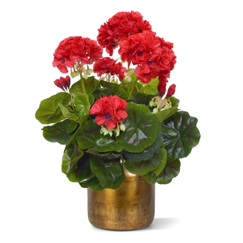 Geranio artificiale in vaso 40cm - rosso