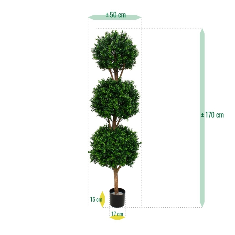 Bosso bulbo deluxe x3 pianta artificiale 175cm - resistente ai raggi UV