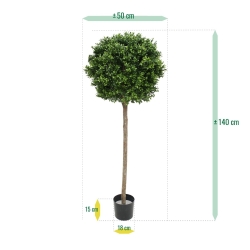 Palla di bosso su stelo artificiale 140 cm - resistente ai raggi UV