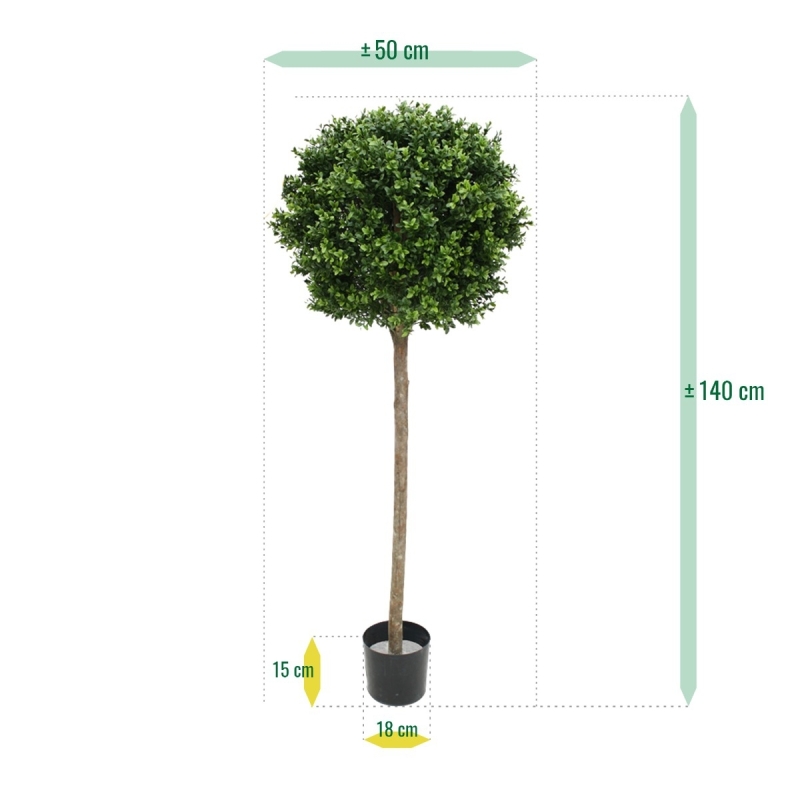 Palla di bosso su stelo artificiale 140 cm - resistente ai raggi UV