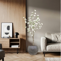 Albero in Fiore Artificiale 150cm Crema
