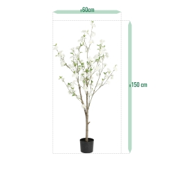 Albero in Fiore Artificiale 150cm Crema