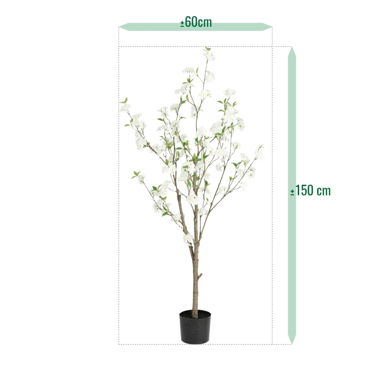 Albero in Fiore Artificiale 150cm Crema