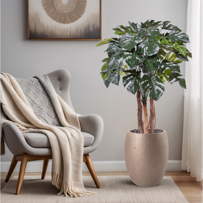 Monstera artificiale pianta Deluxe 120cm su tronco
