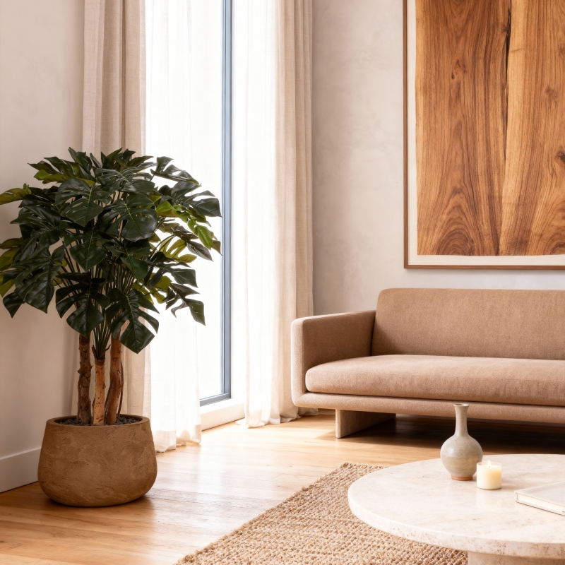 Monstera artificiale pianta Deluxe 120cm su tronco