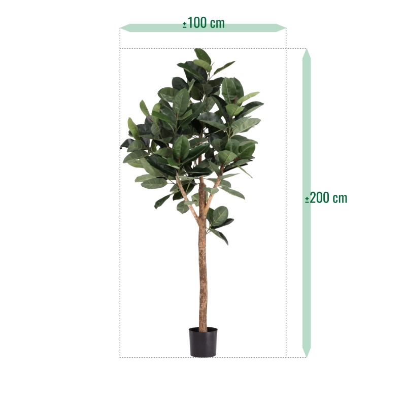 Albero artificiale Ficus Elastica Robusta Deluxe 200 cm