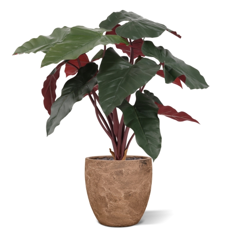 Artificiale Philodendron Pianta Deluxe 80cm Bordeaux