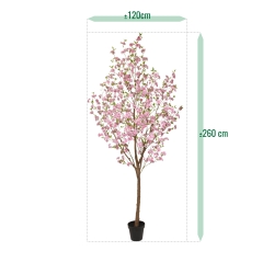 Grande Albero in Fiore Artificiale 260cm Rosa