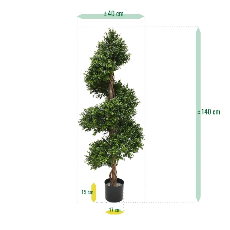 Bosso deluxe pianta artificiale a spirale 140 cm - resistente ai raggi UV