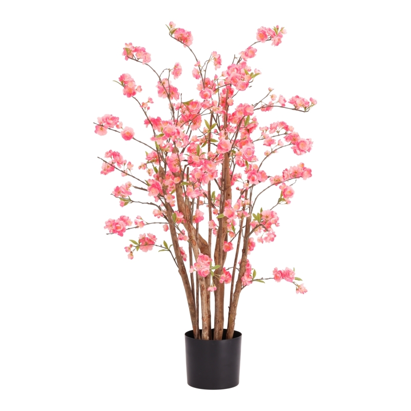 Pianta artificiale Fiore di ciliegio Deluxe 120cm rosa in vaso