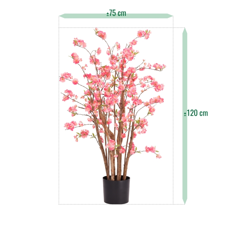 Pianta artificiale Fiore di ciliegio Deluxe 120cm rosa in vaso