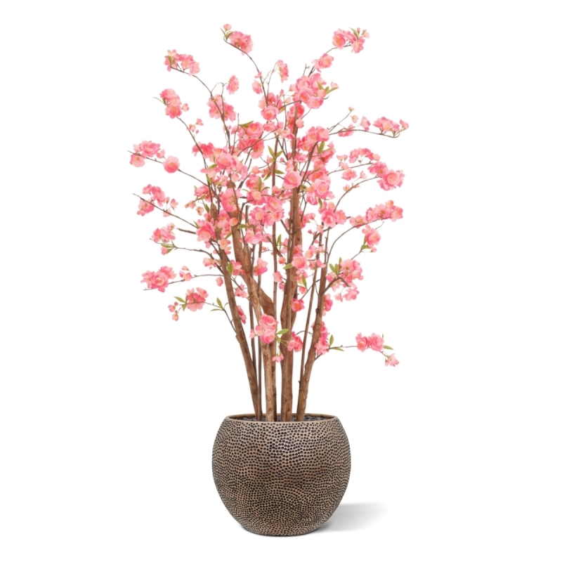 Pianta artificiale Fiore di ciliegio Deluxe 120cm rosa in vaso