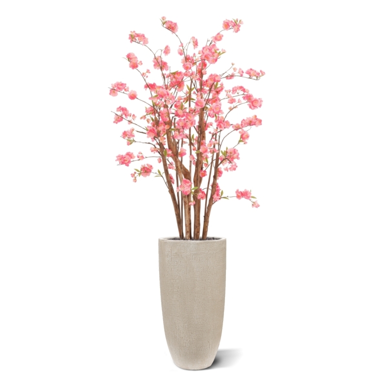 Pianta artificiale Fiore di ciliegio Deluxe 120cm rosa in vaso