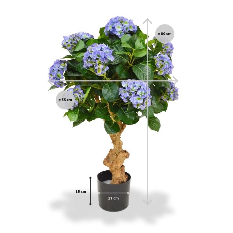 Ortensia Deluxe su tronco 90 cm blu