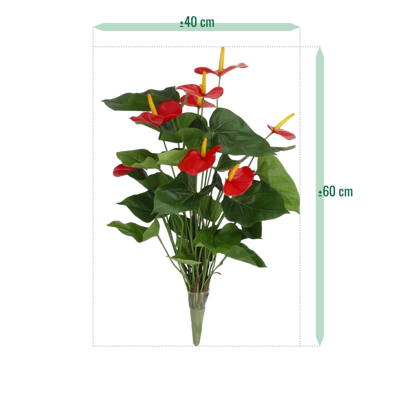Pianta artificiale di Anthurium 60 cm - rosso