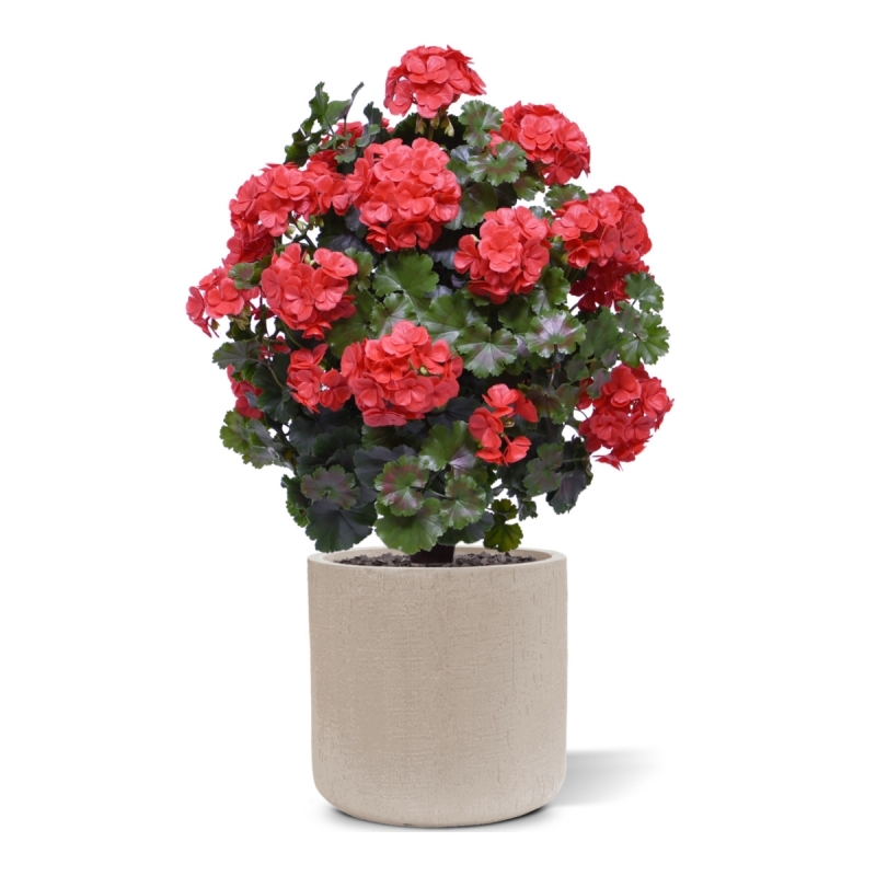 Geranio artificiale a sfera 50cm UV rosso